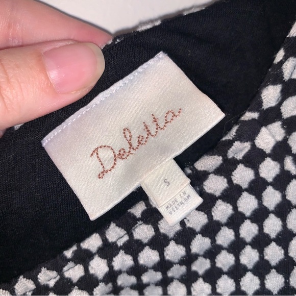 Deletta Black and White Fitted Peplum Blouse S - Picture 4 of 7